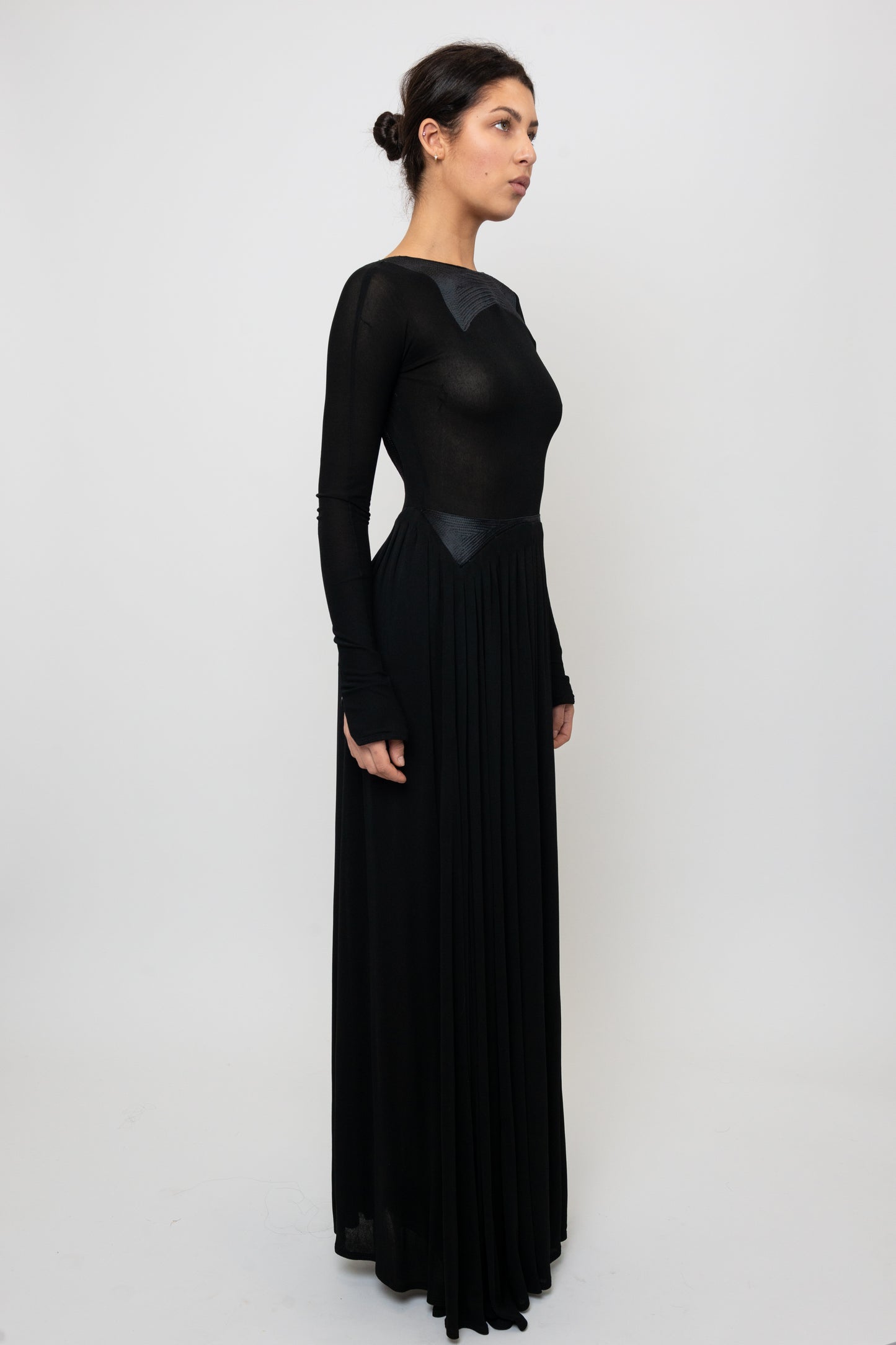 Geoffrey Beene Fall/ Winter 1991 Black Jersey Open Back Evening Gown