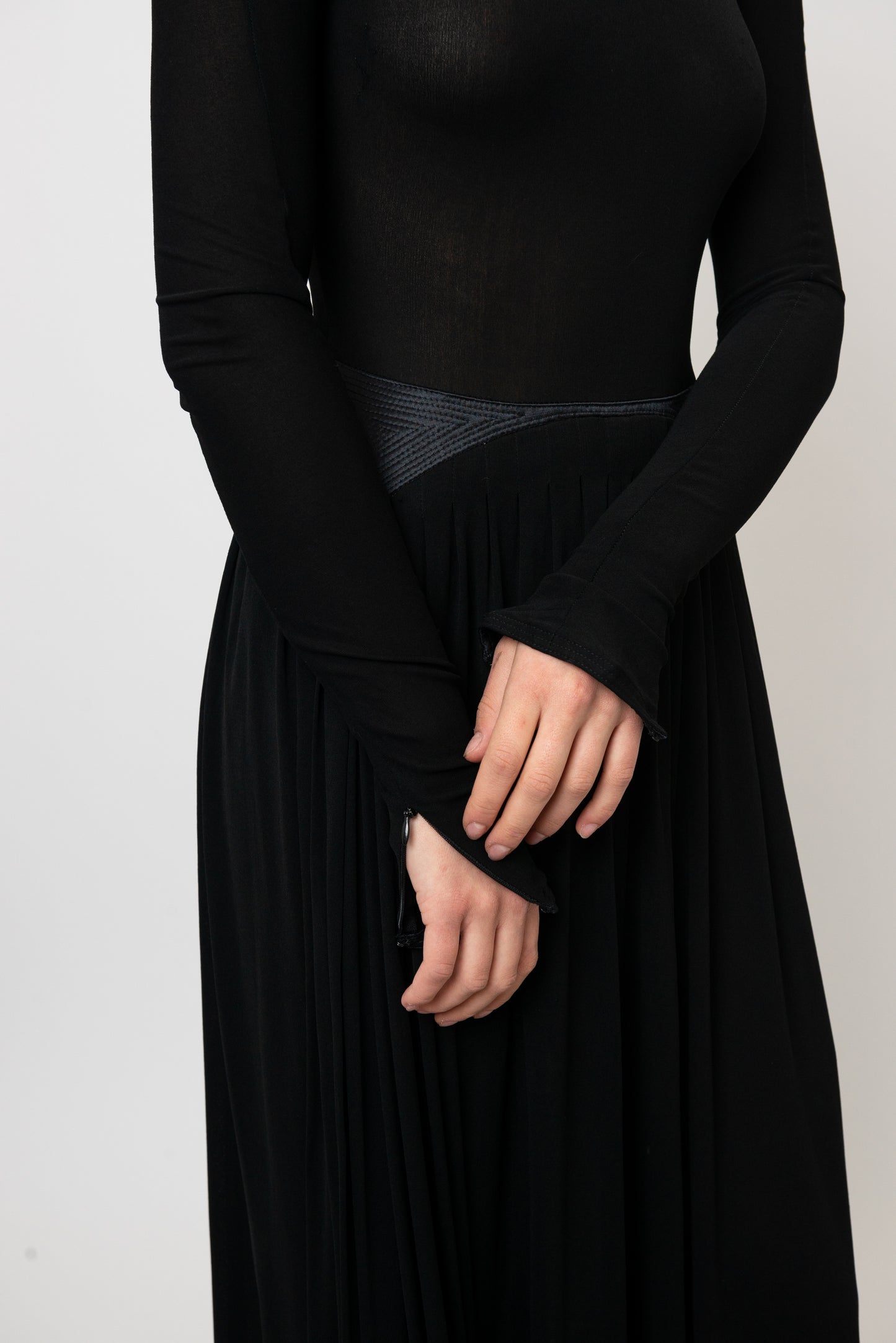 Geoffrey Beene Fall/ Winter 1991 Black Jersey Open Back Evening Gown