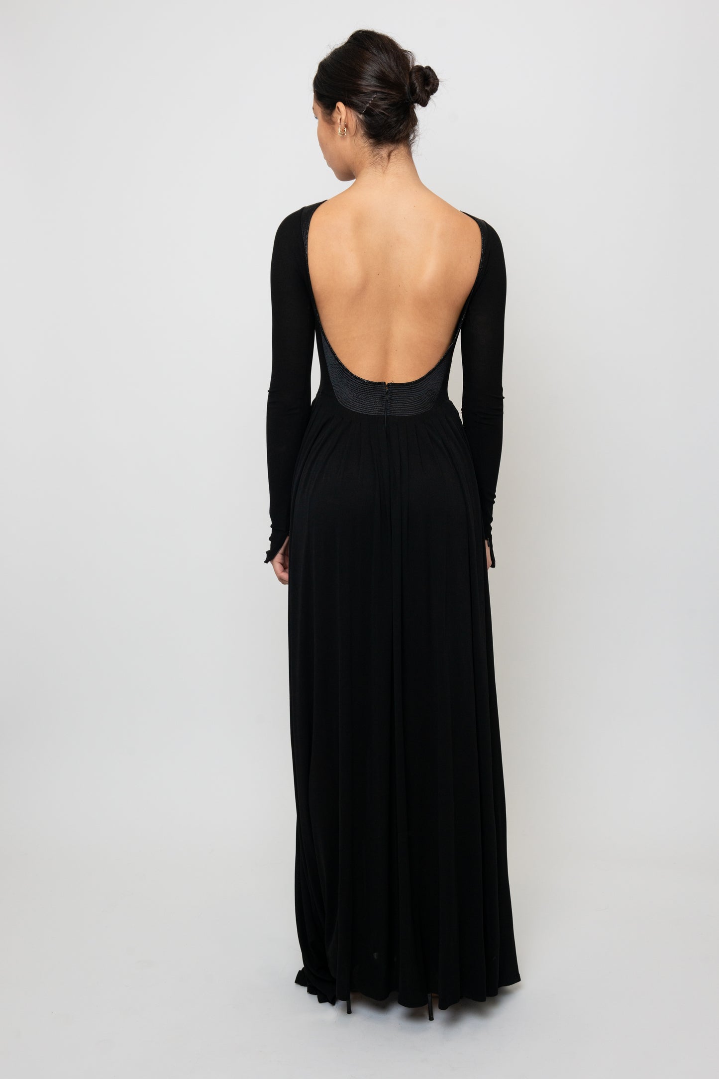 Geoffrey Beene Fall/ Winter 1991 Black Jersey Open Back Evening Gown