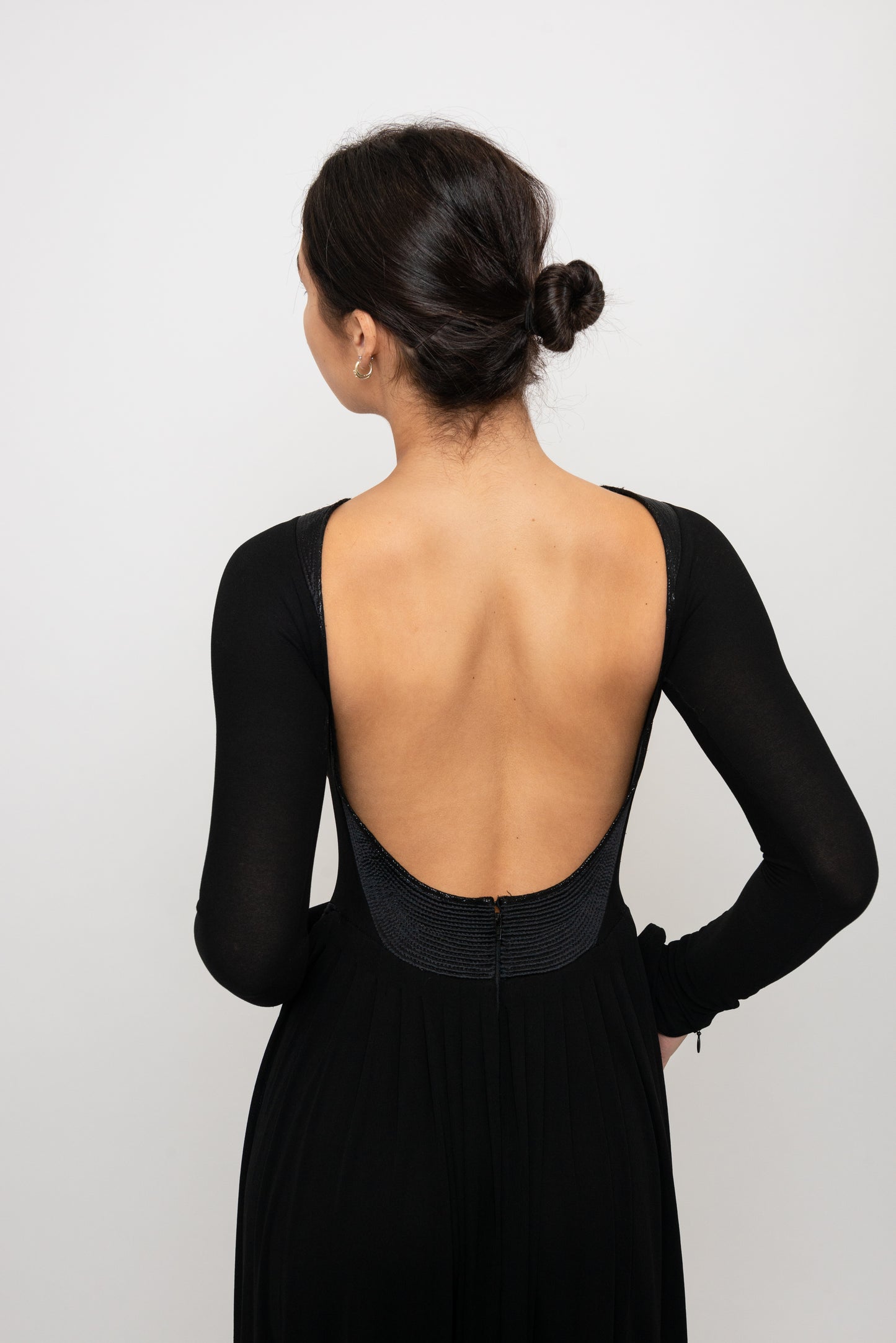 Geoffrey Beene Fall/ Winter 1991 Black Jersey Open Back Evening Gown