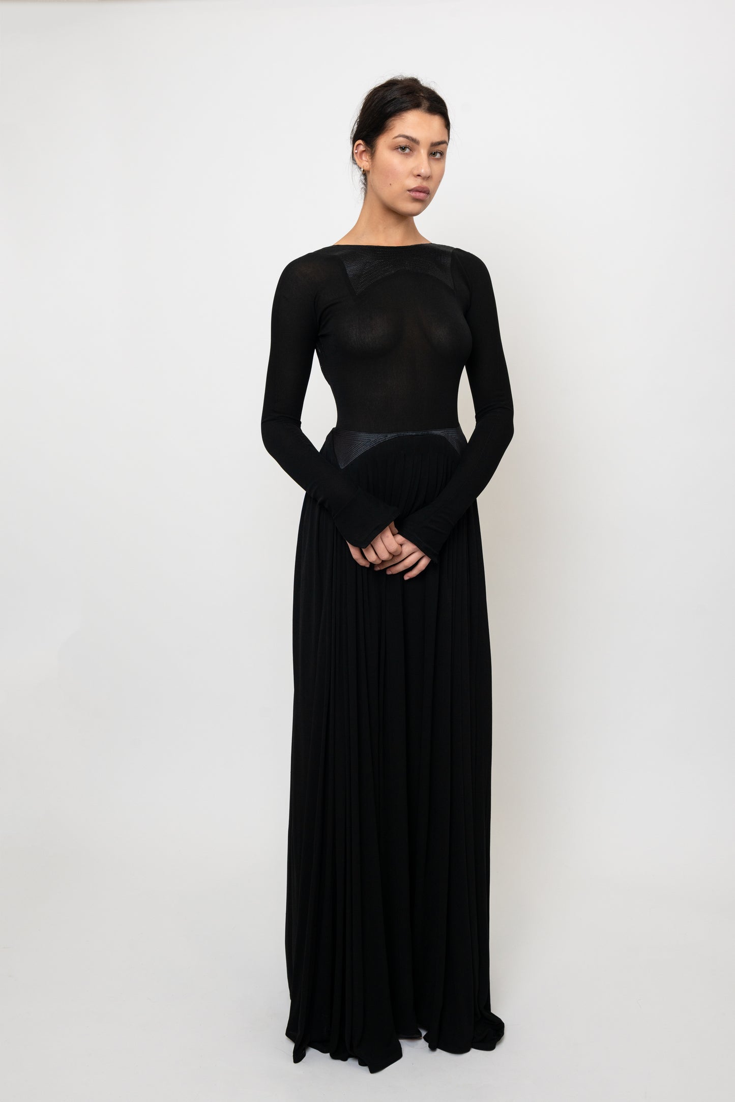 Geoffrey Beene Fall/ Winter 1991 Black Jersey Open Back Evening Gown