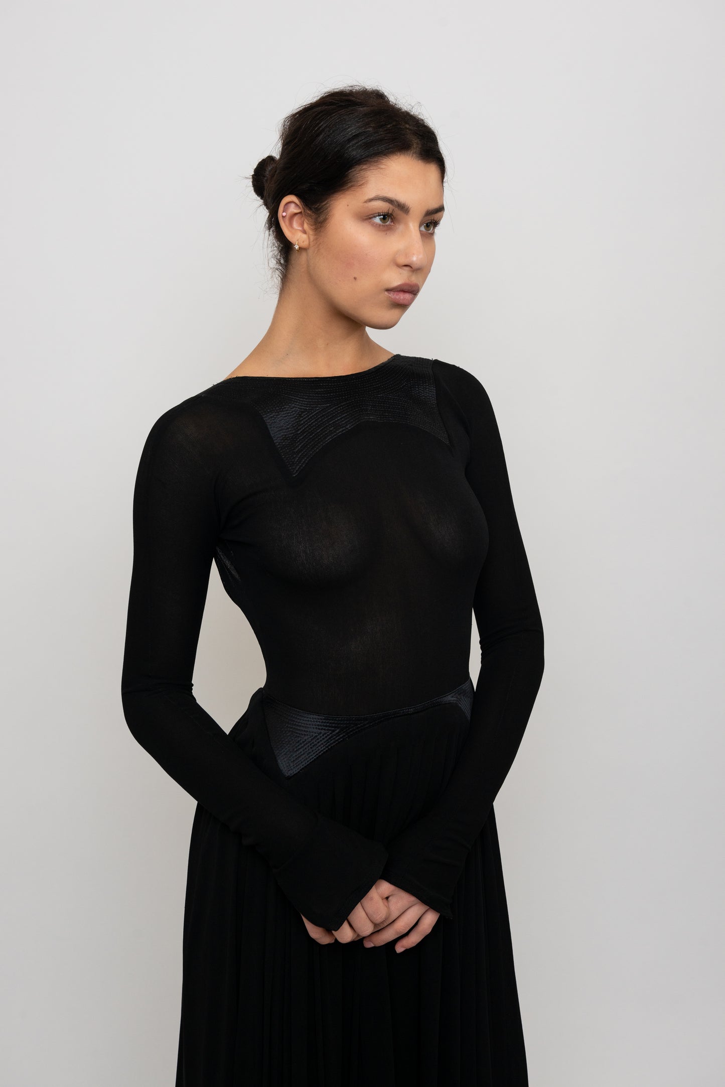 Geoffrey Beene Fall/ Winter 1991 Black Jersey Open Back Evening Gown