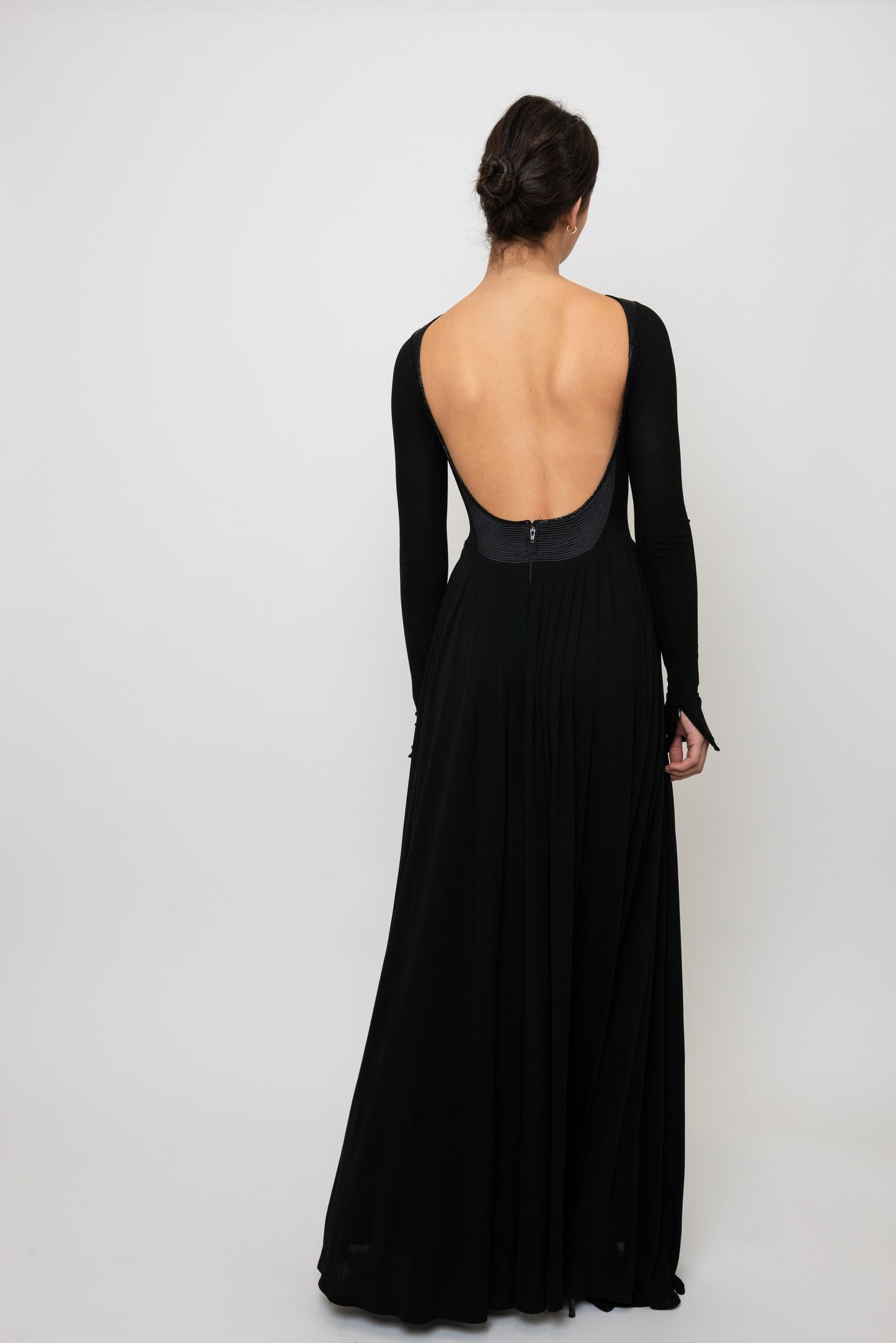 Geoffrey Beene Fall/ Winter 1991 Black Jersey Open Back Evening Gown