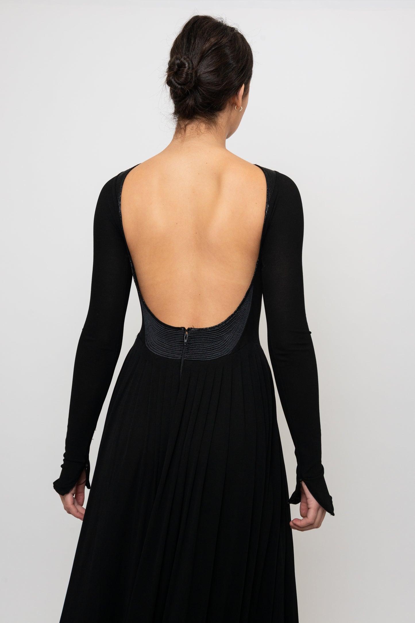 Geoffrey Beene Fall/ Winter 1991 Black Jersey Open Back Evening Gown