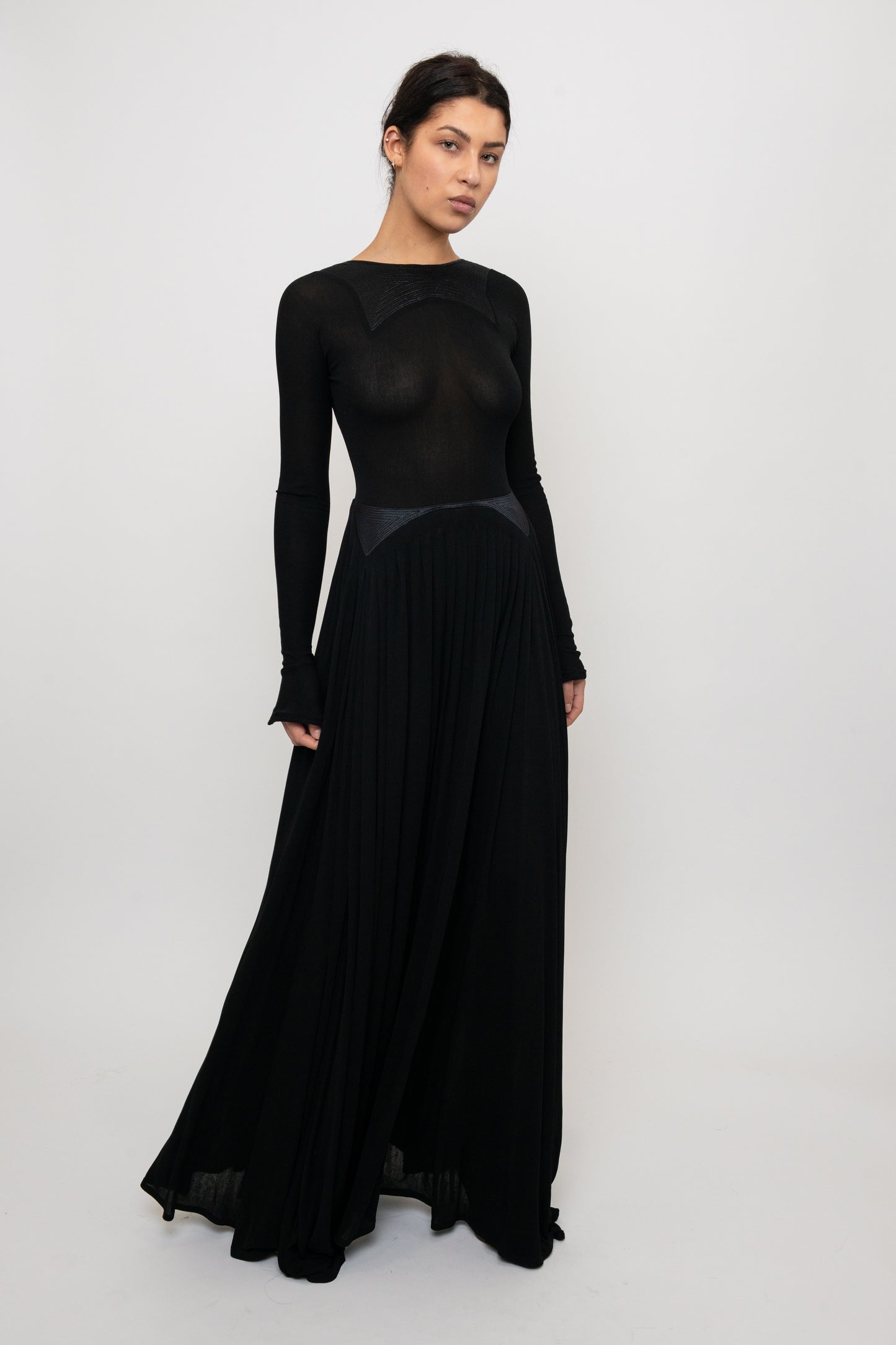 Geoffrey Beene Fall/ Winter 1991 Black Jersey Open Back Evening Gown