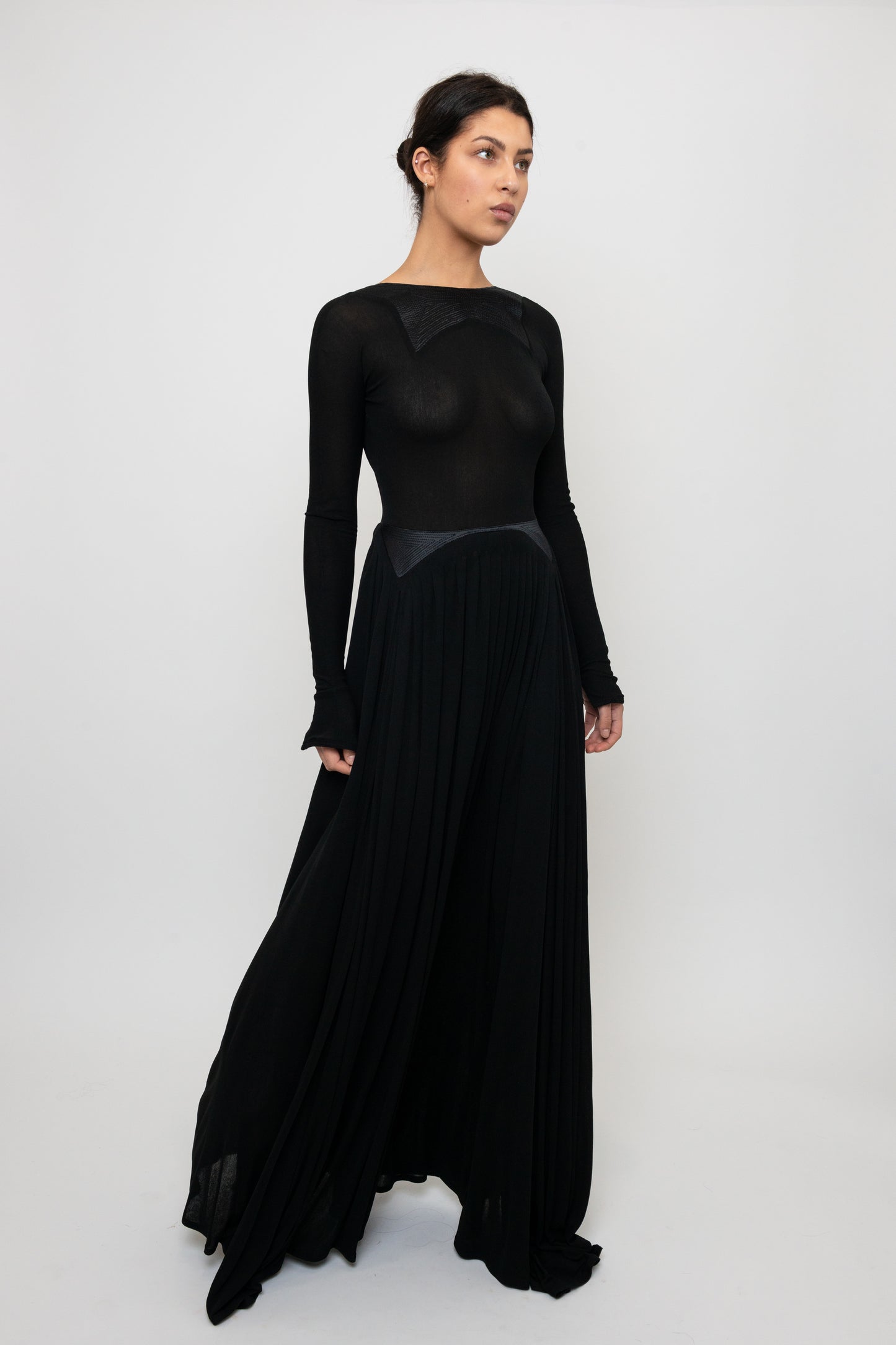 Geoffrey Beene Fall/ Winter 1991 Black Jersey Open Back Evening Gown