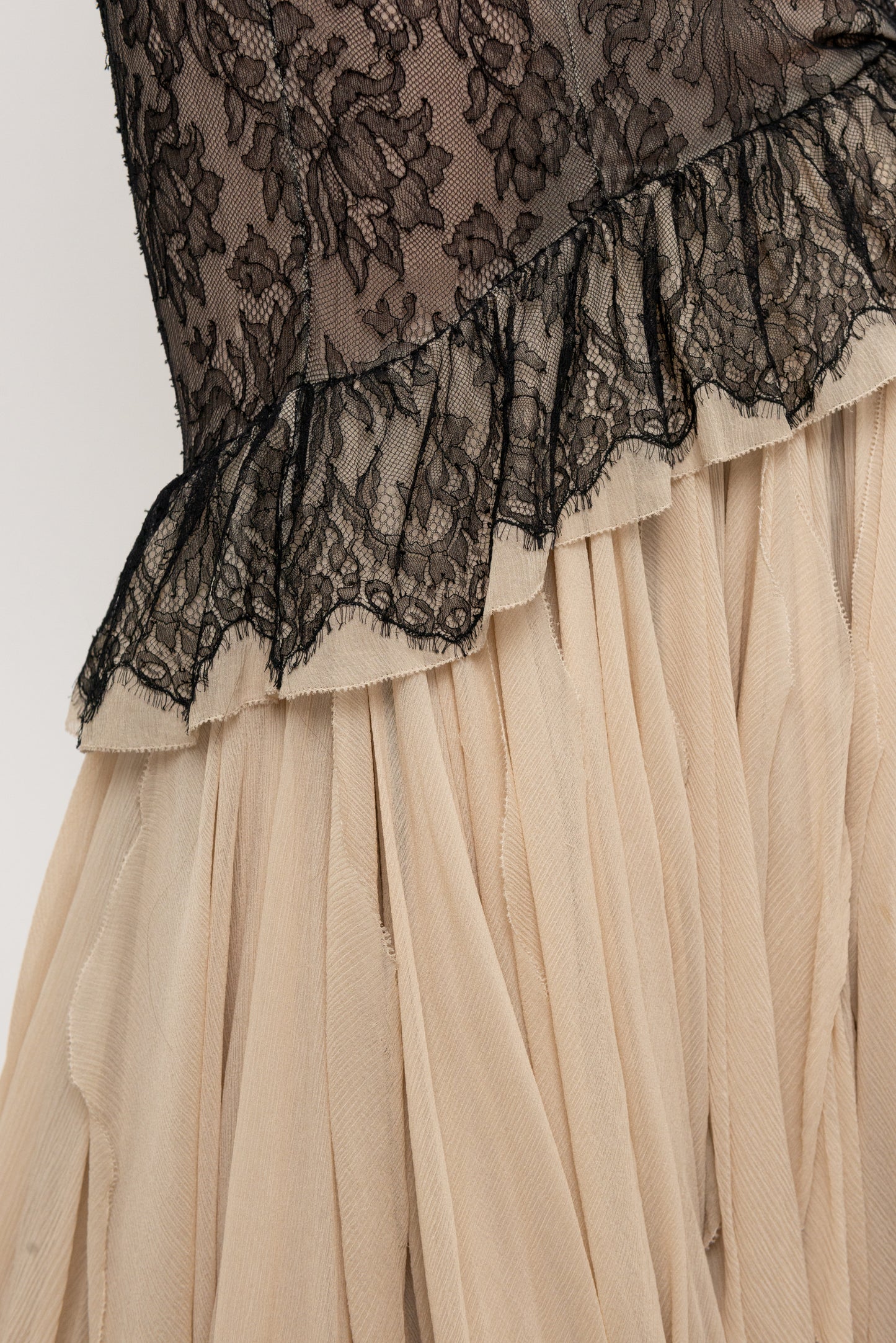 Jenny Packham Nude Gown With Black Lace Trim