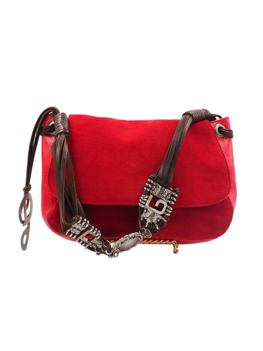 D&G Red Leather and Suede Purse