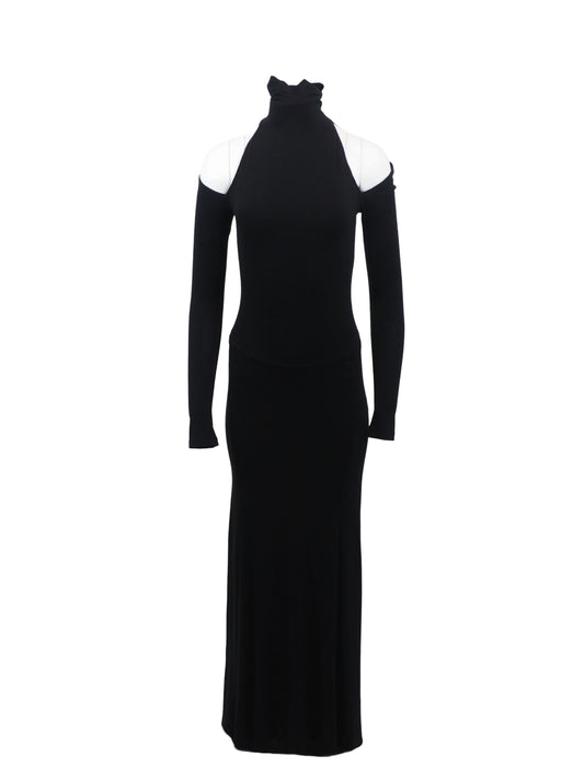 Donna Karan F/W 2010 Black Open Shoulder Knit Gown