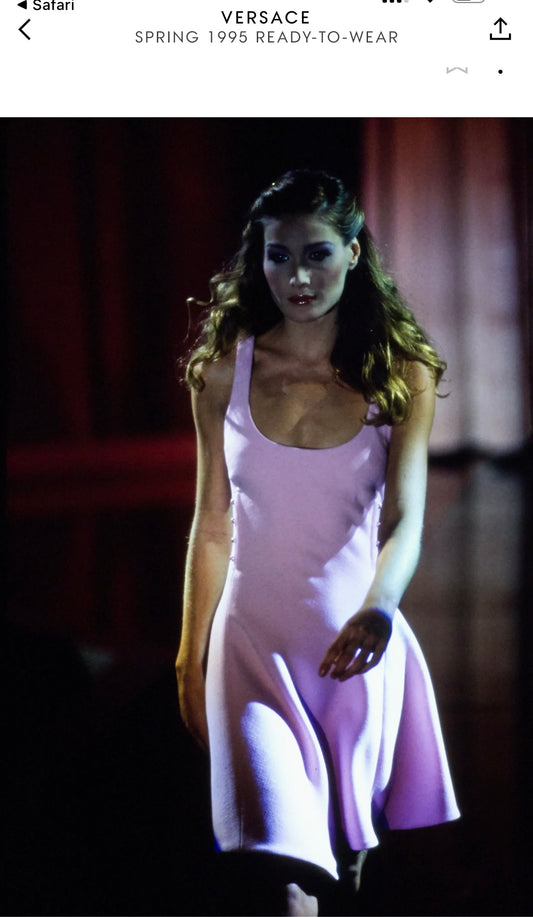 Gianni Versace Spring 1995 Pink With Medusa Buttons Dress