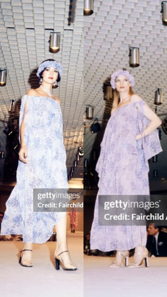 Yves Saint Laurent Documented 1976 Purple Printed Chiffon Dress