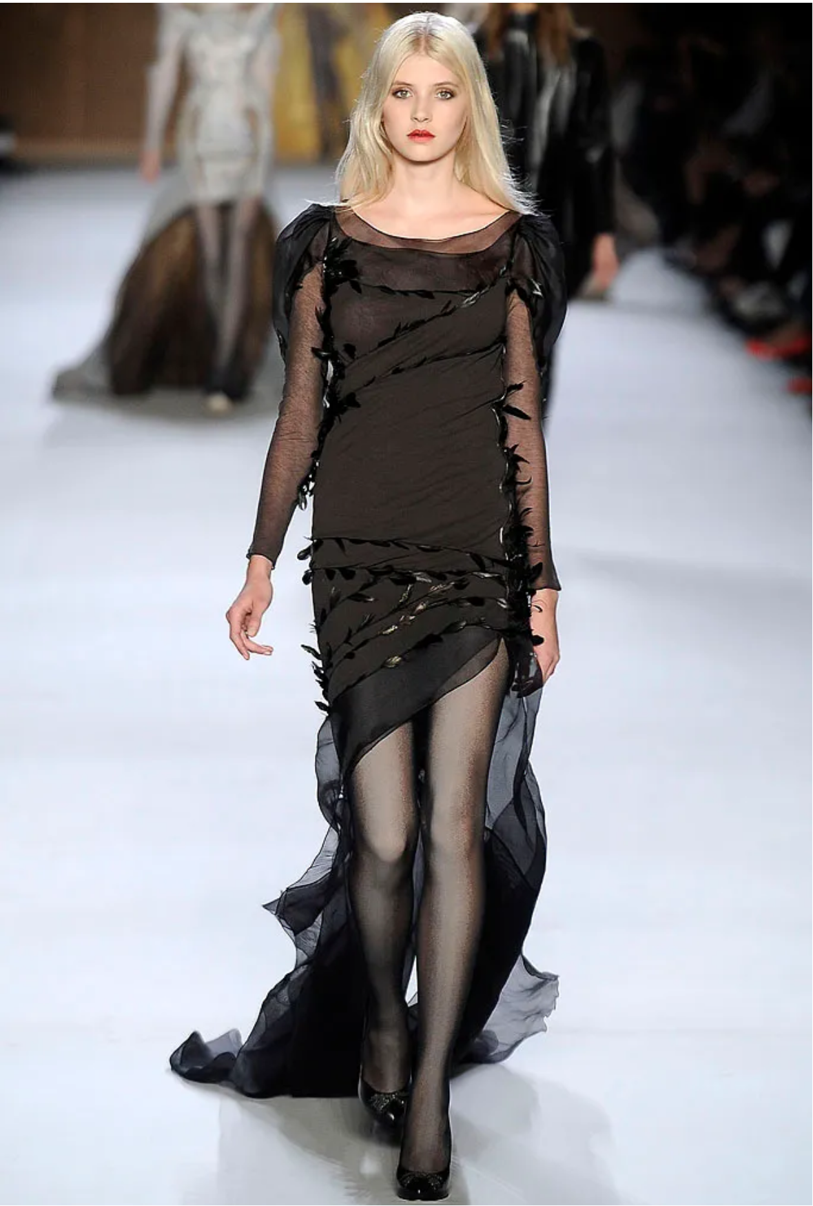 Nina Ricci by Olivier Theyskens Spring 2009 Brown Feather Gown