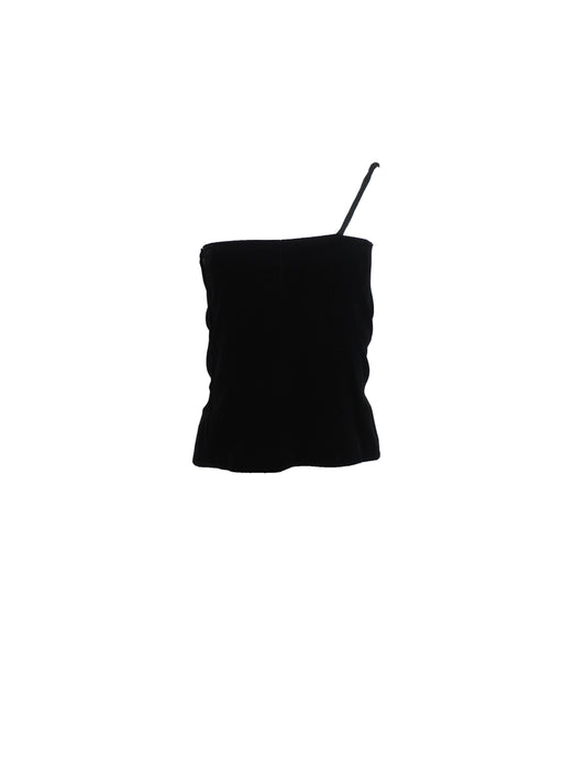 Gianni Versace One Shoulder Black Velvet Top