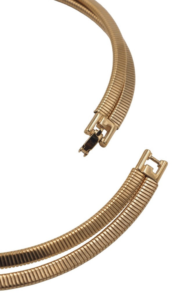 Givenchy Double Tubogas Gold necklace With Blue Stone Pendant