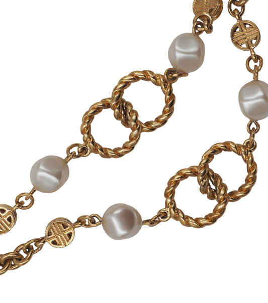 Givenchy Gold Pearl Necklace