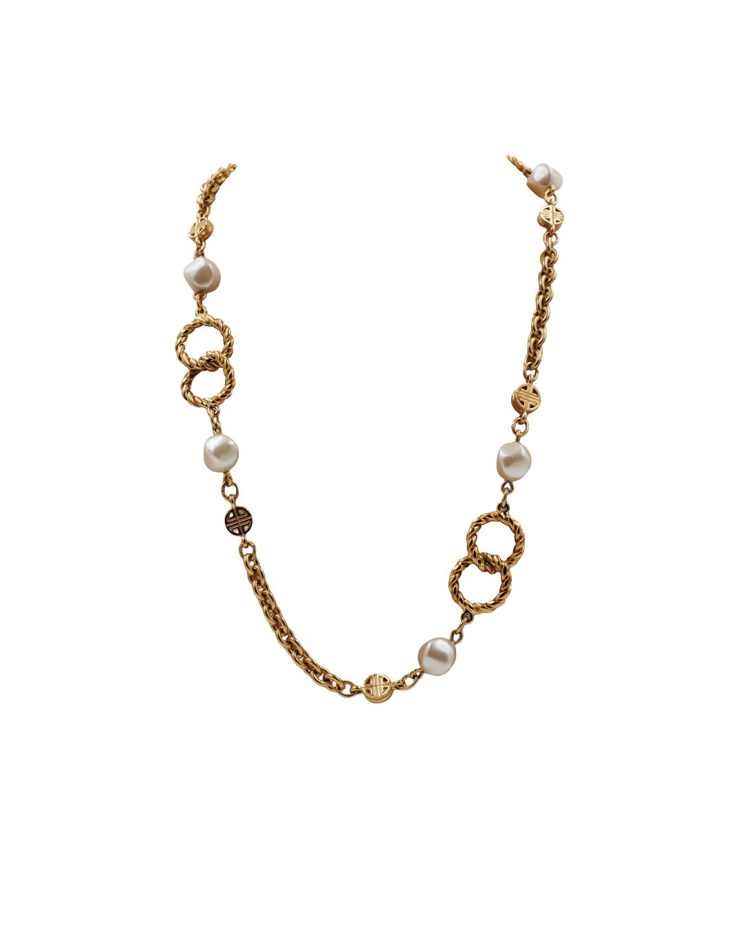 Givenchy Gold W Pearl Necklace