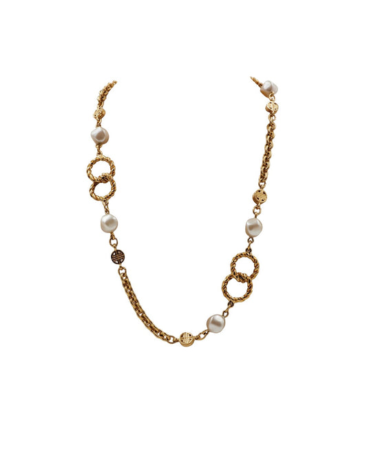 Givenchy Gold W Pearl Necklace