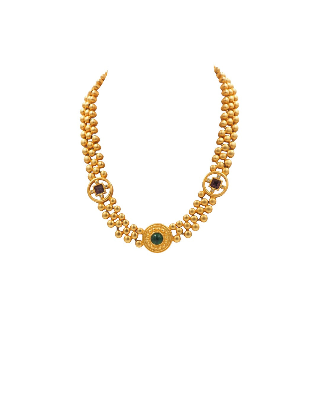 Givenchy Matte Gold With Colored Cabochon Stone Necklace