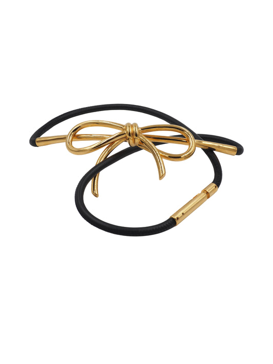 Gold Bow Belt On Leather Strap
