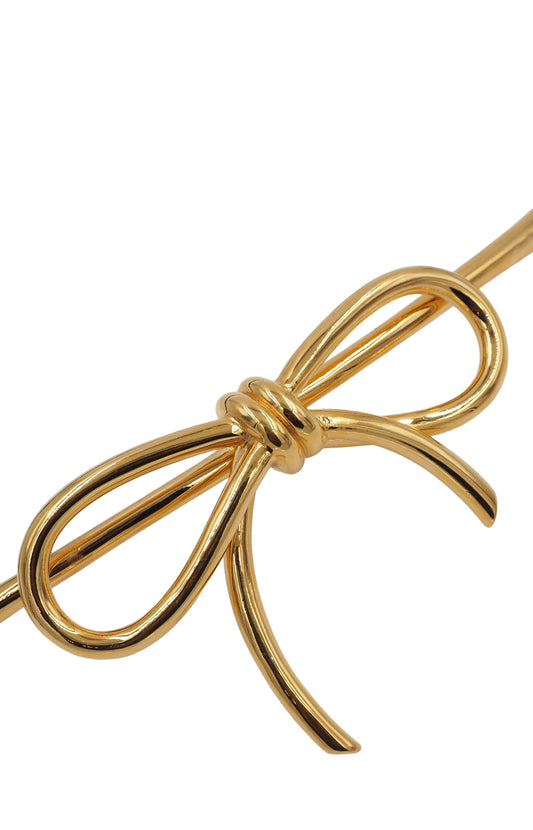 Gold Bow Belt W Leather Strap