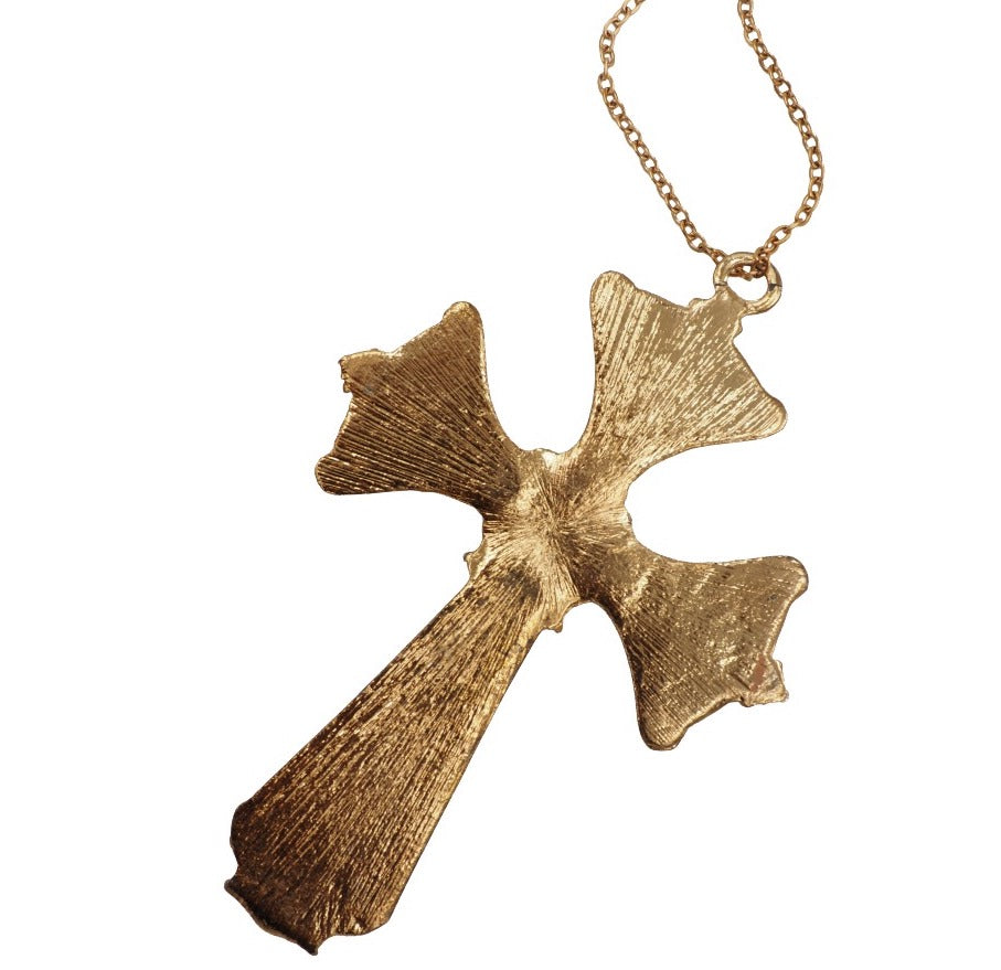 Gold Cross w Red Enamel