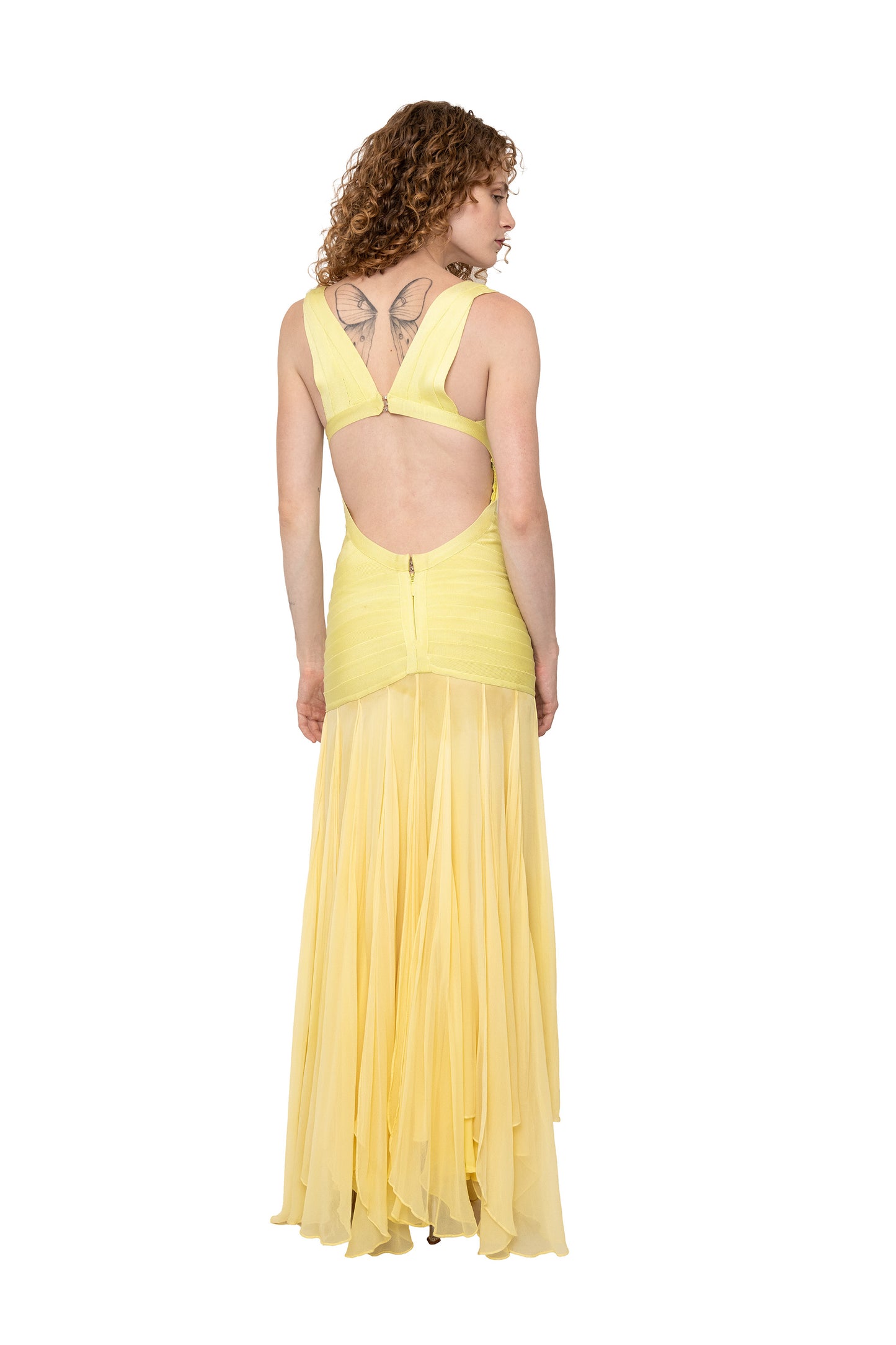 vintage Herve lager designer formal dress gown yellow colorful summer wedding