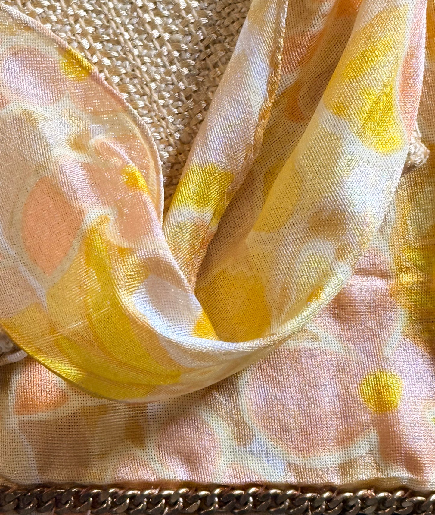 Chanel Couture Yellow Gold Tweed Suit With Yellow Printed Silk Lining