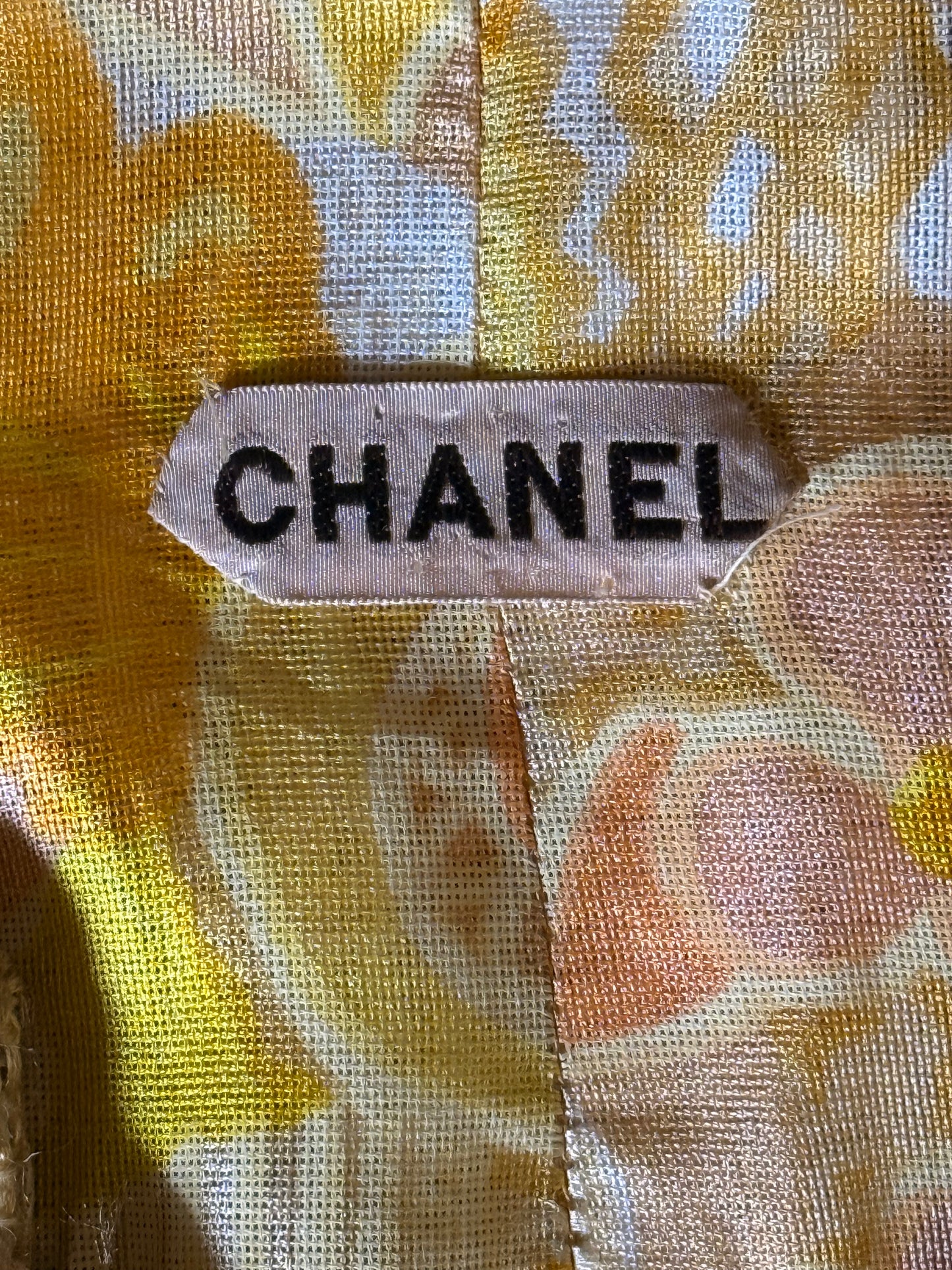 Chanel Couture Yellow Gold Tweed Suit With Yellow Printed Silk Lining