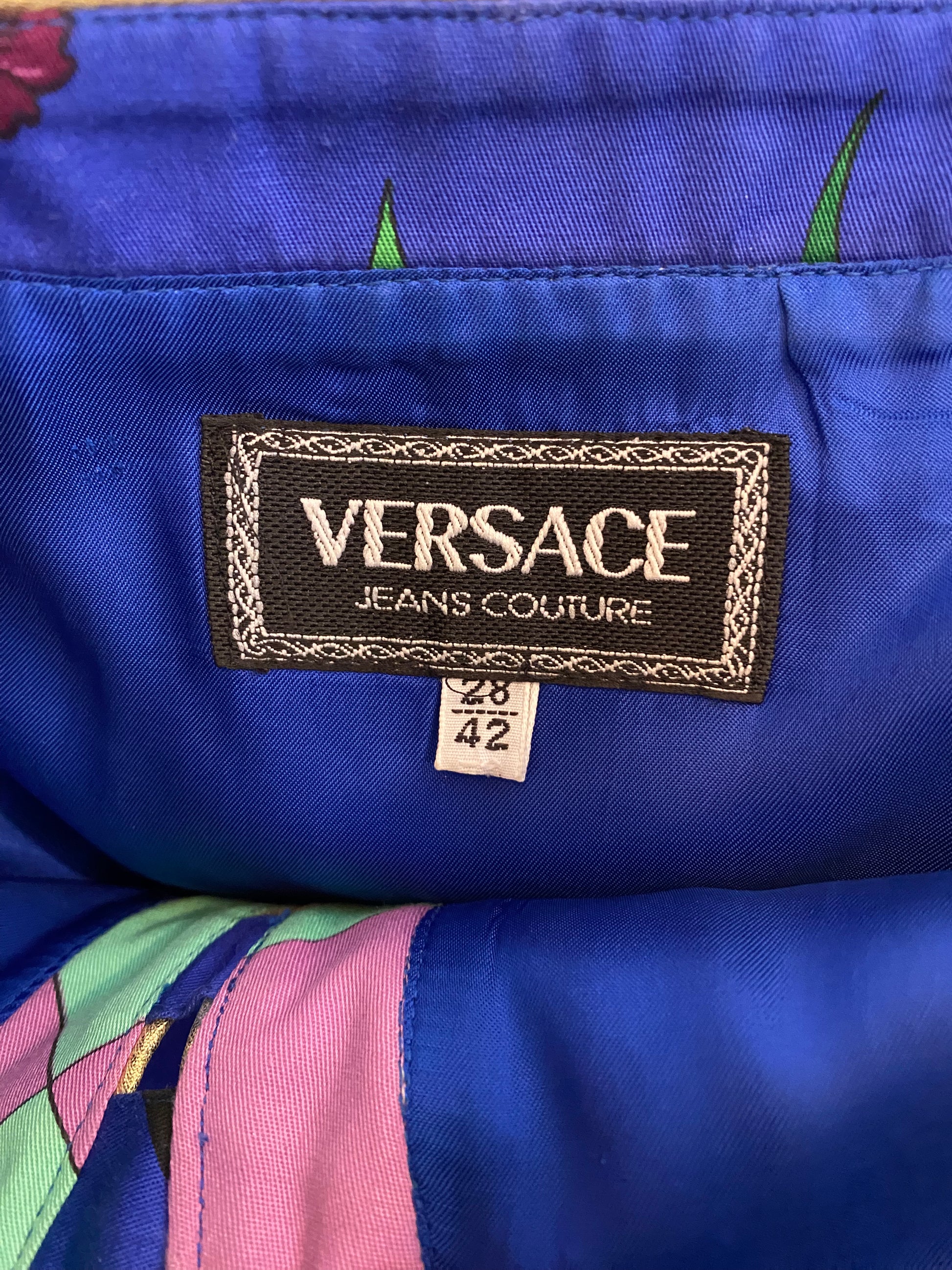 Vintage 1992 Spring Ready to Wear Versace Jeans Couture Cotton Baroque Dress designer size tag