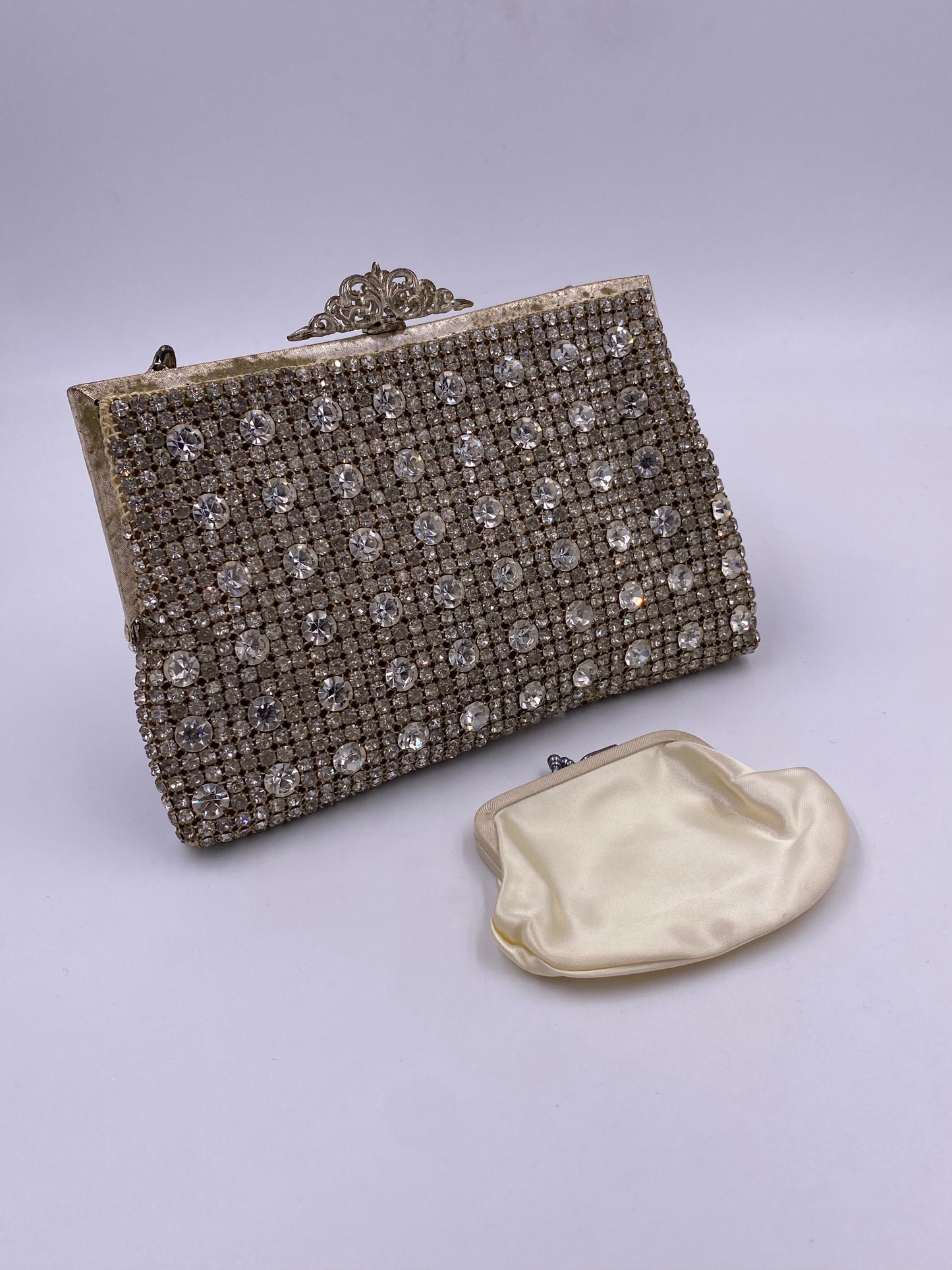 1950's Large Rhinestone Purse with Change Holder