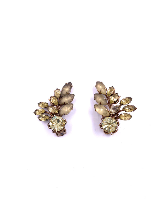 Vintage 1950's Yellow Ear Climber Clip-On Earrings