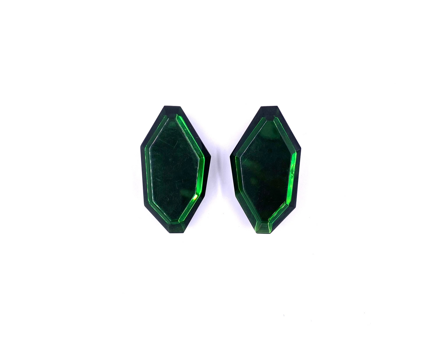 Vintage Large Green Diamond Shaped Clip-On Earring