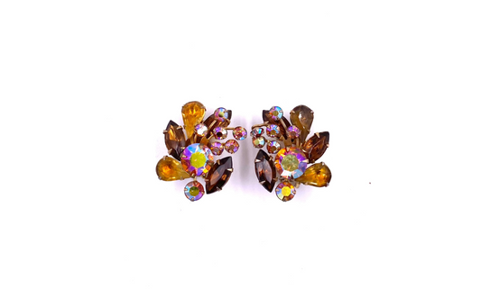 Beaujewels Multi Color Stone Clip-On Earrings