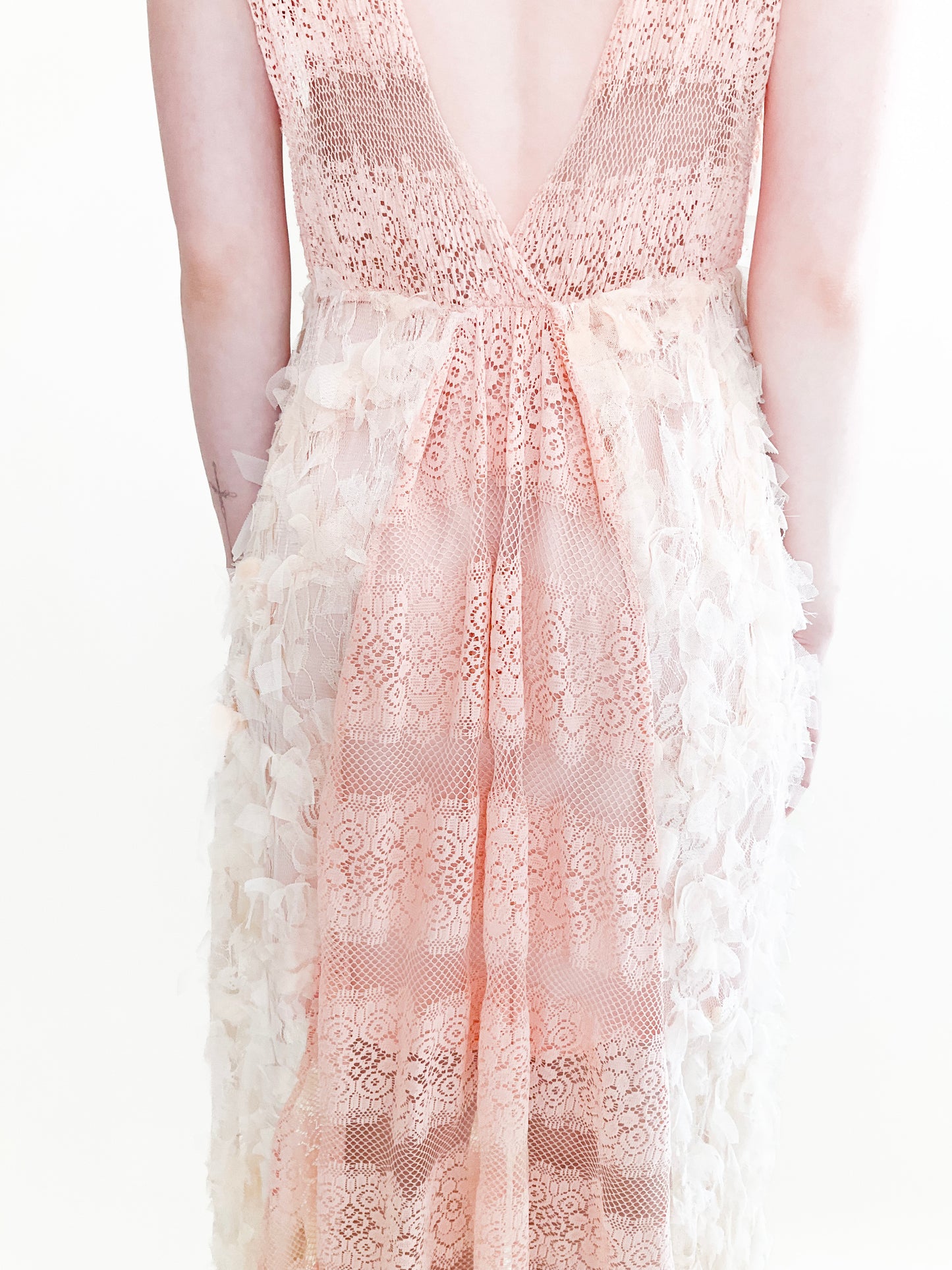 Pink French Knit & Lace Dress