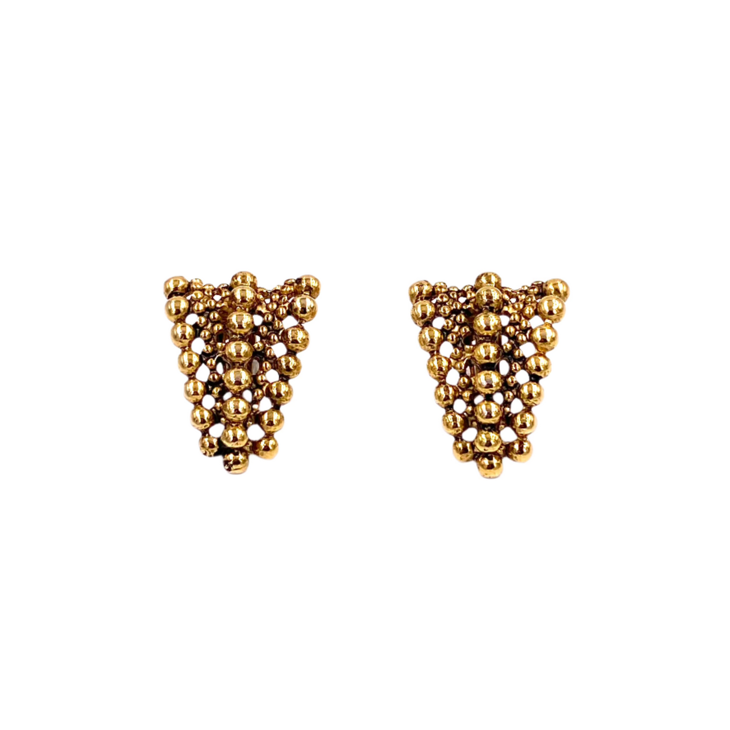 Gold Triangular Ball Clip Earrings