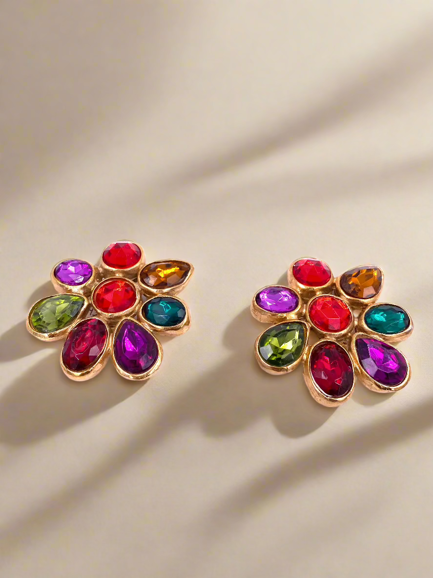 RJ Graziano Colorful Stone Clip earrings