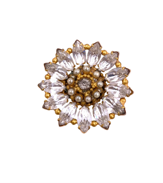 Medium Rhinestone Flower Clip/Brooch - The Kit Vintage