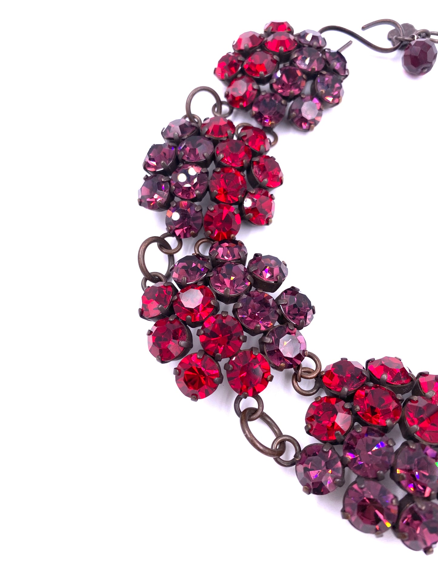 Yves Saint Laurent Rive Gauche Red & Purple Floral Cluster Necklace