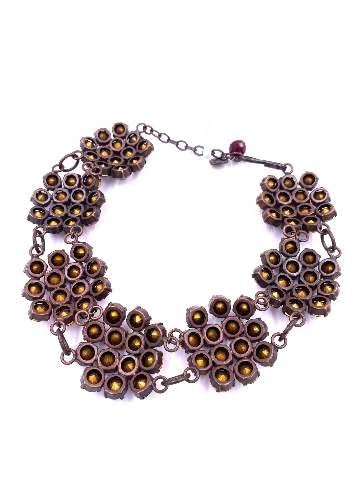 Yves Saint Laurent Rive Gauche Red & Purple Floral Cluster Necklace