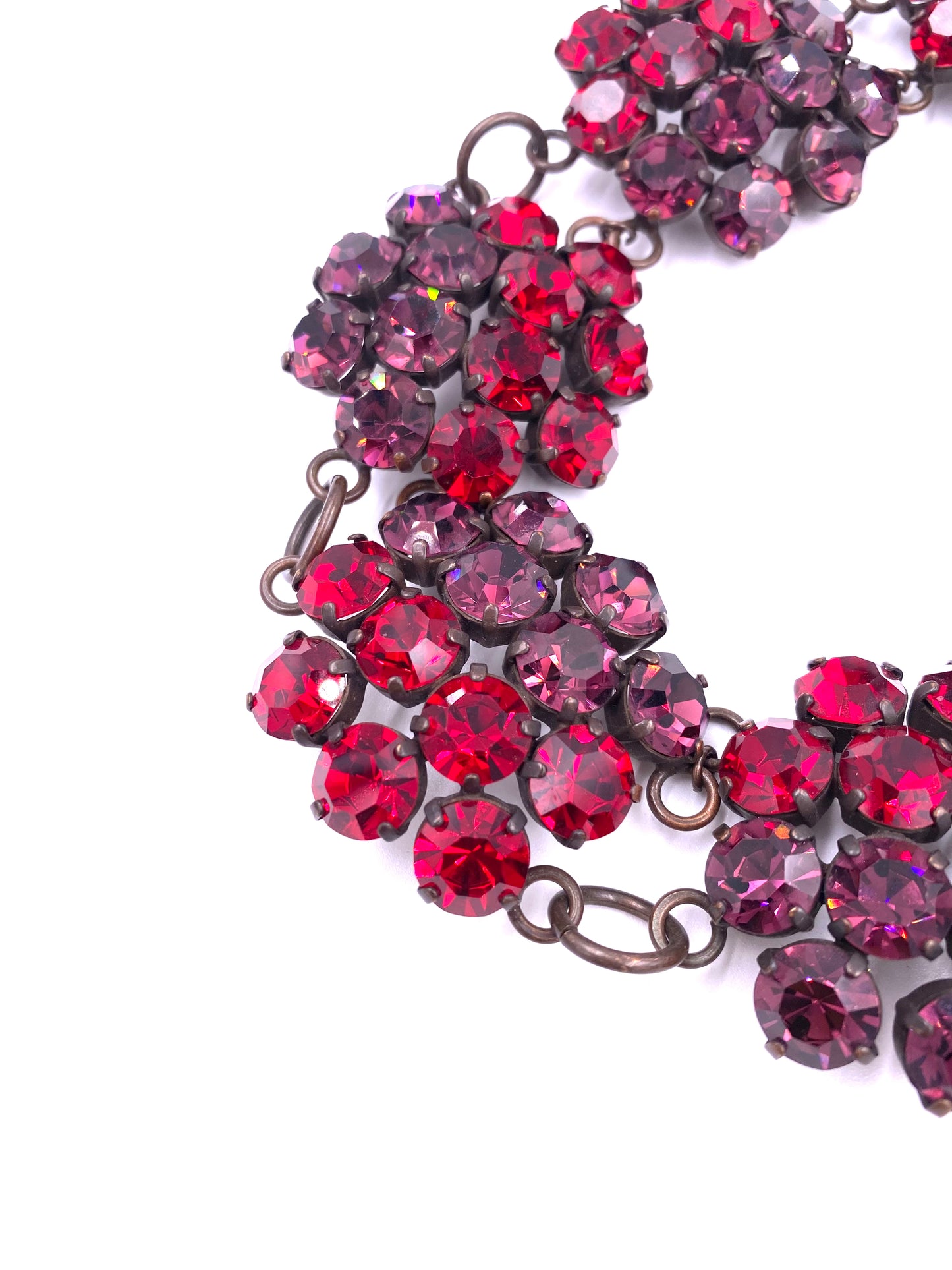 Yves Saint Laurent Rive Gauche Red & Purple Floral Cluster Necklace