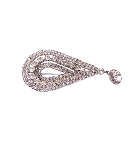 Weiss Tear Drop Rhinestone Brooch