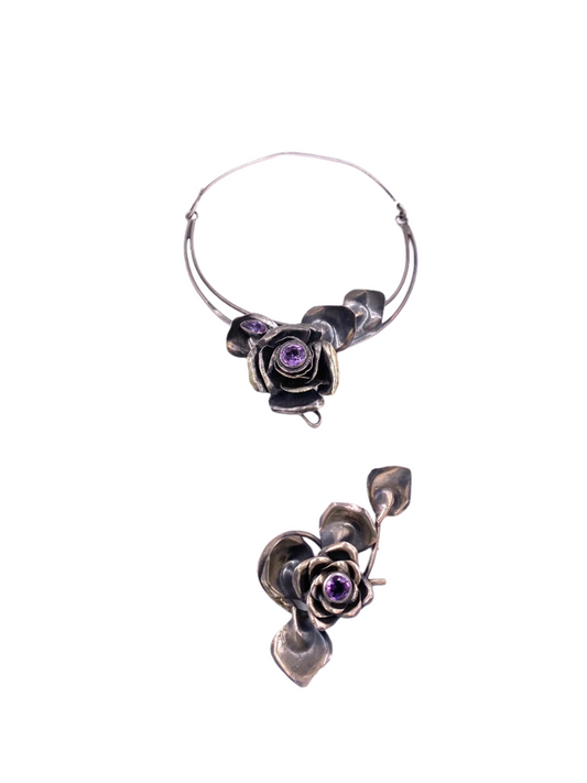 Rachel Gera, 2 Piece, Sterling & Amethyst Necklace & Brooch