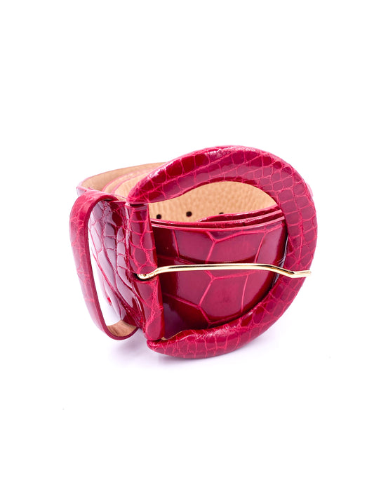 Tardini Red Patent Leather Alligator Belt