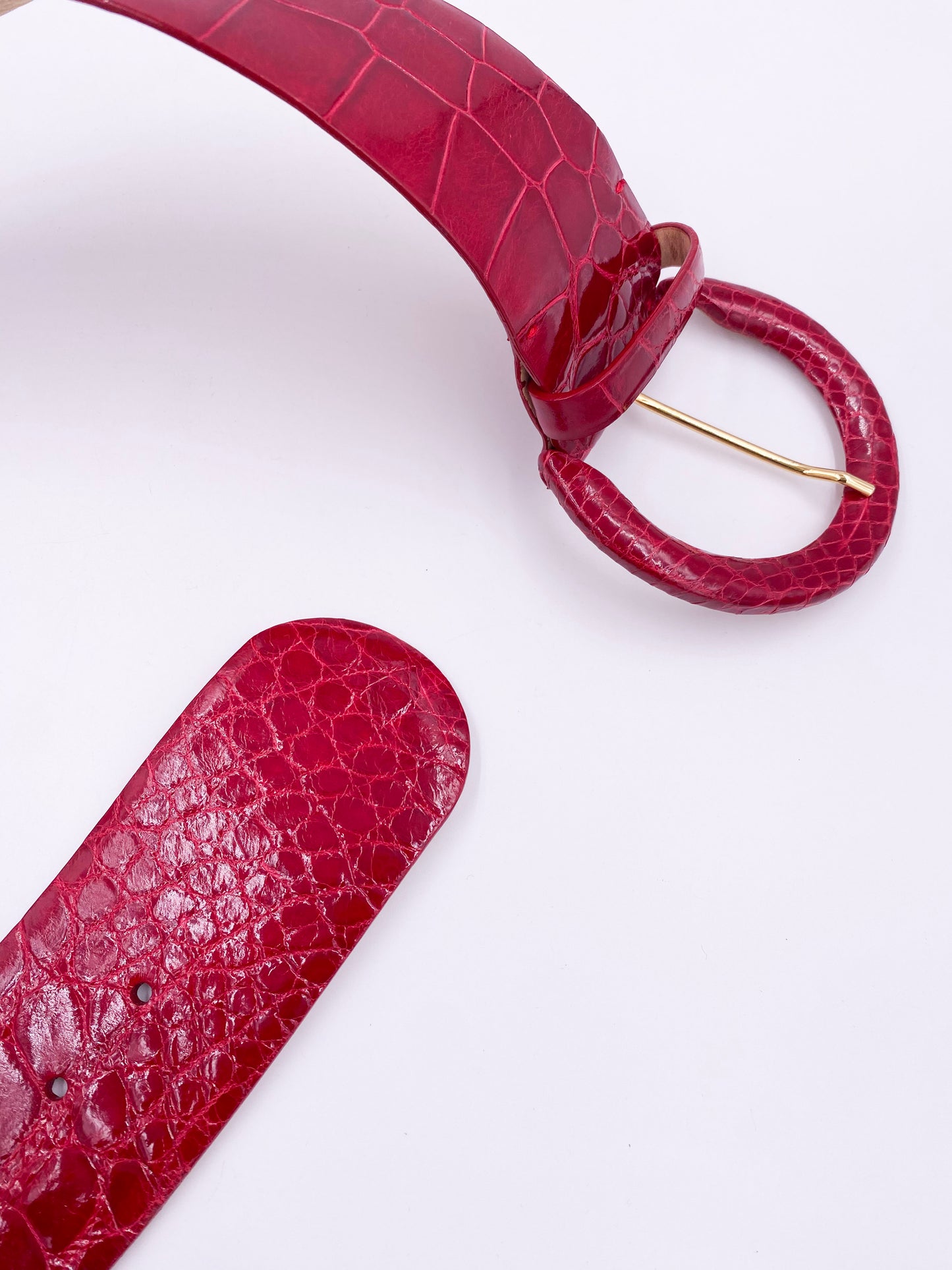 Tardini Red Patent Leather Alligator Belt