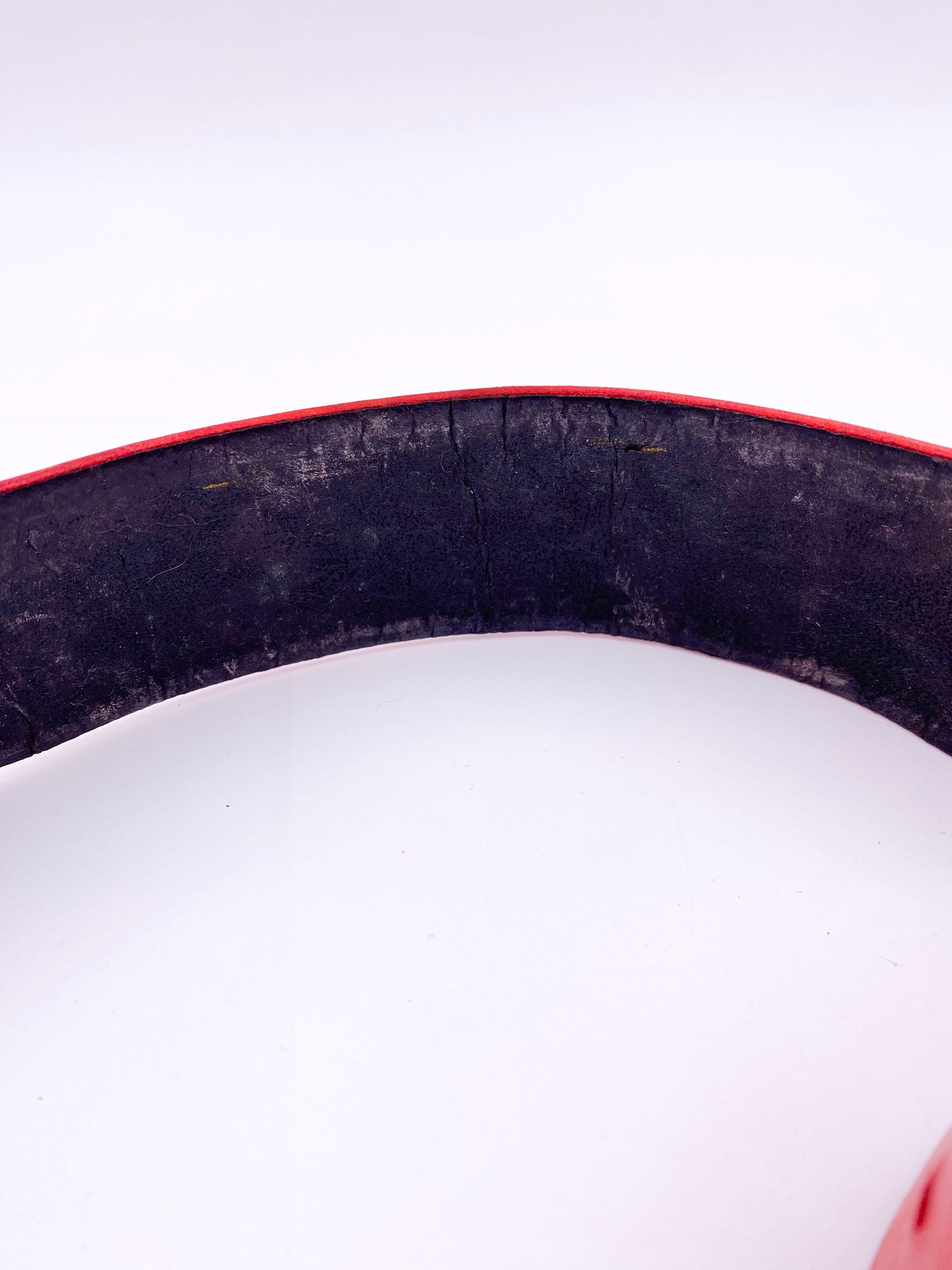 Karl Lagerfeld Red Leather Belt with Gold Name Plate Buckle