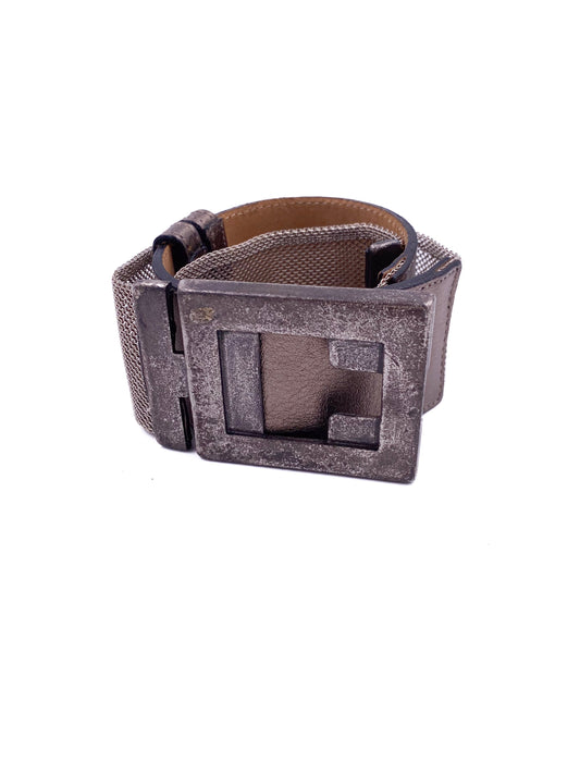 Streets Ahead Silver Leather and Metal Mesh Belt