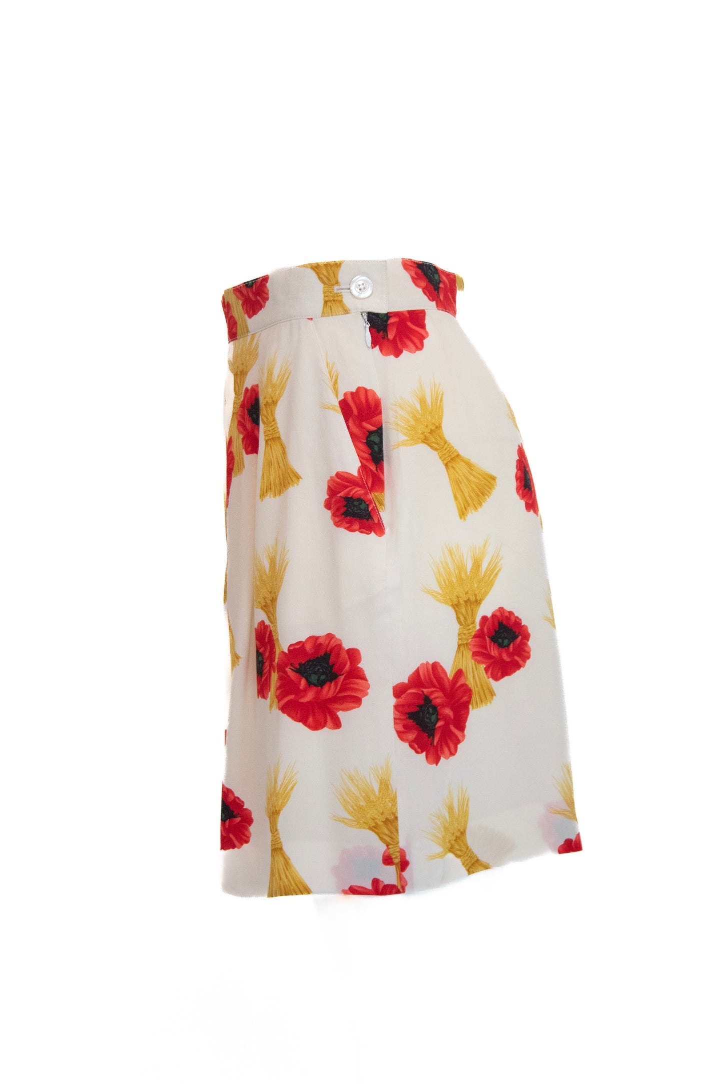 Escada Margaretha Ley Vintage Cream Floral Silk Shorts