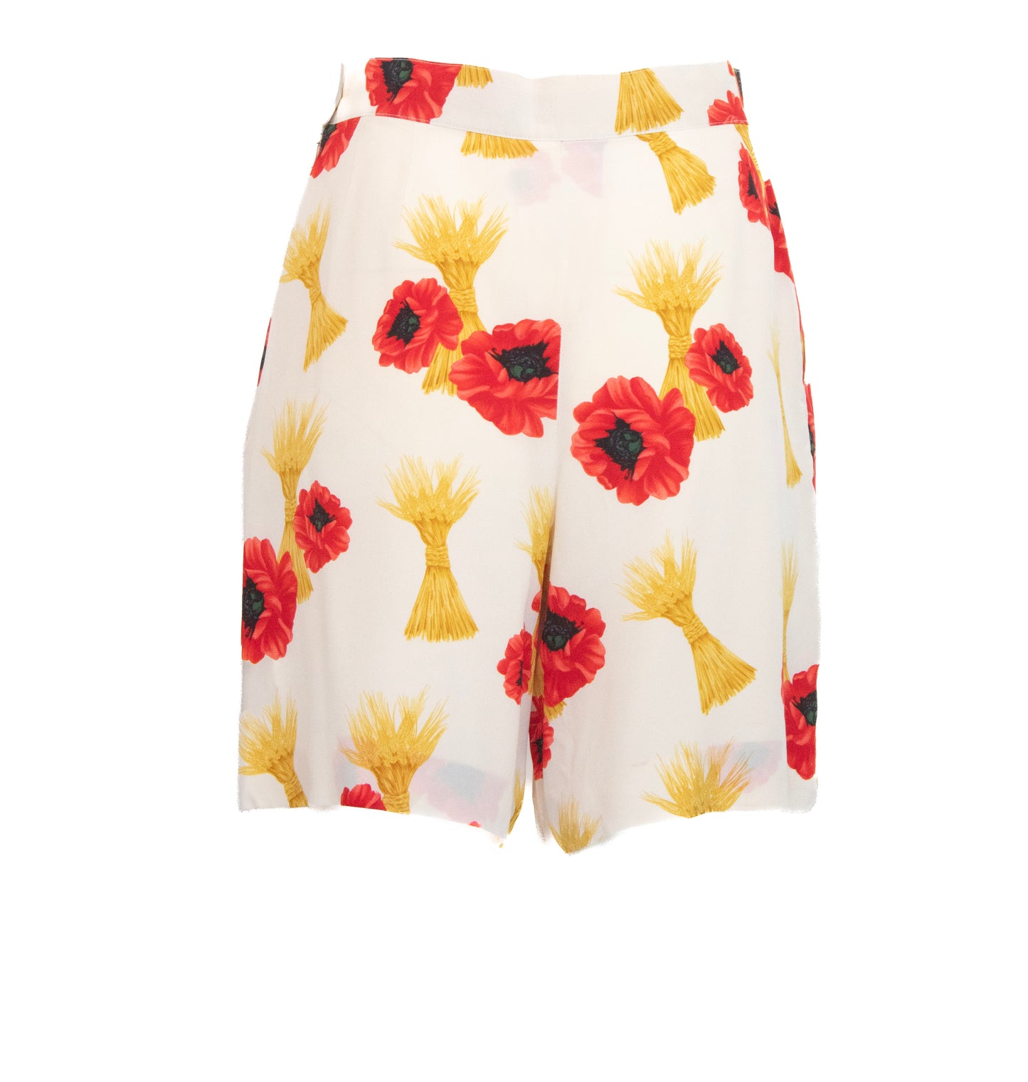 Escada Margaretha Ley Vintage Cream Floral Silk Shorts