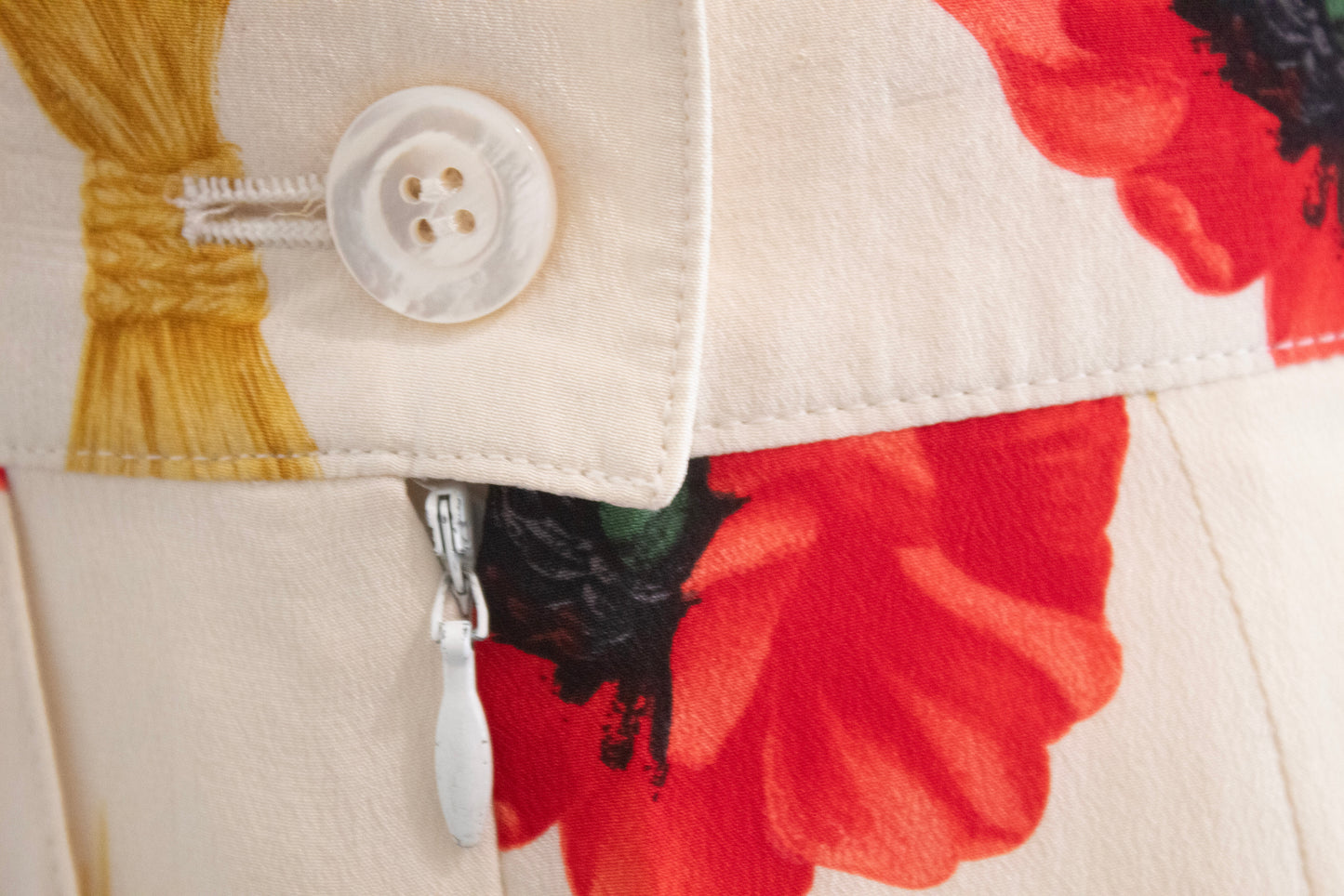 Escada Margaretha Ley Vintage Cream Floral Silk Shorts