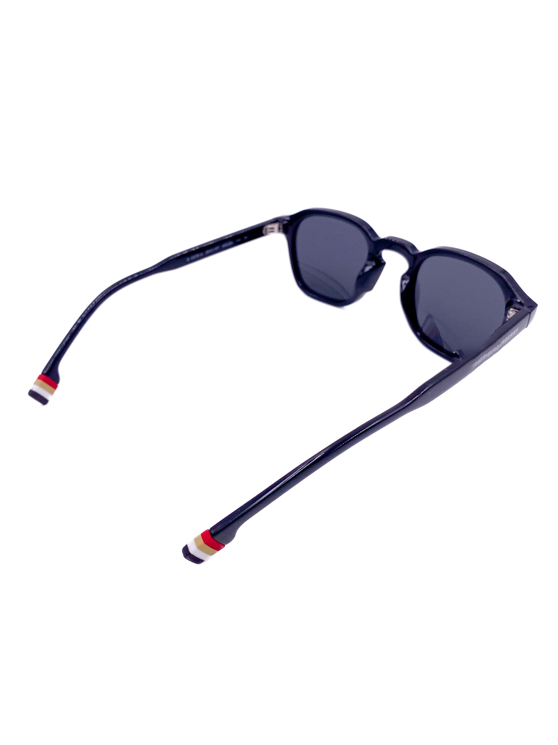 Burberry Black Stripe Detail Square Frame Sunglasses - The Kit Vintage